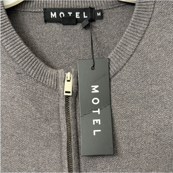Motel Rocks Heather Gray Zip-Up Sweater - Picture 3 of 6